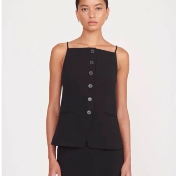 STAUD Una Top / Vest • Size S • Black • NWT (Extra Button Included) - Picture 1 of 10